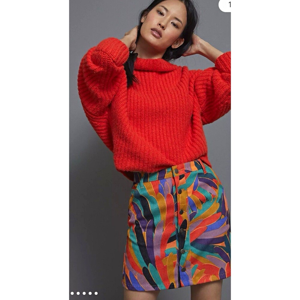 Farm Rio Anthropologie Kiki Corduroy Mini Skirt Novelty Size XS Boho Tropical